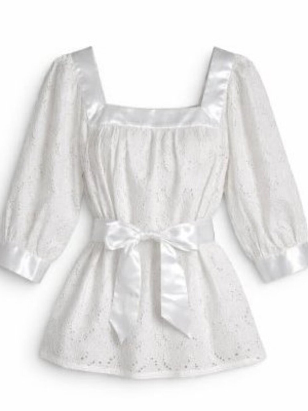 INC Eyelet Satin Peasant Top Blouse Tunic - NEW
